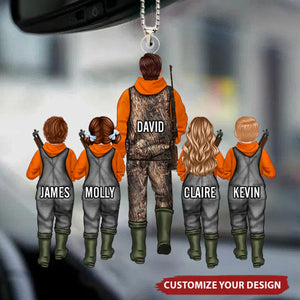 Hunting Dad Grandpa With Kids - Personalized Car Ornament