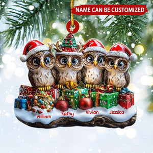 Owl Be Home For Christmas Personalized Family Ornament