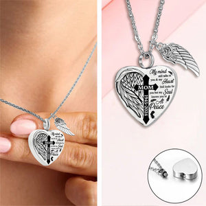 Heart Cross Black Engraved Crystal Urn Necklace