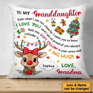 Personalized Grandkids Little Cute Reindeer Pillow