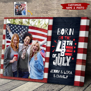 Stripes Born On The 4th of July Family Personalized Poster