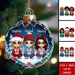 Personalized Christmas Besties Winter View Ornament - Gift For Grandmom, Mom, Best Friend