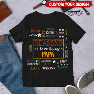 Reasons I Love Being Grandpa Grandma Personalized T-Shirt