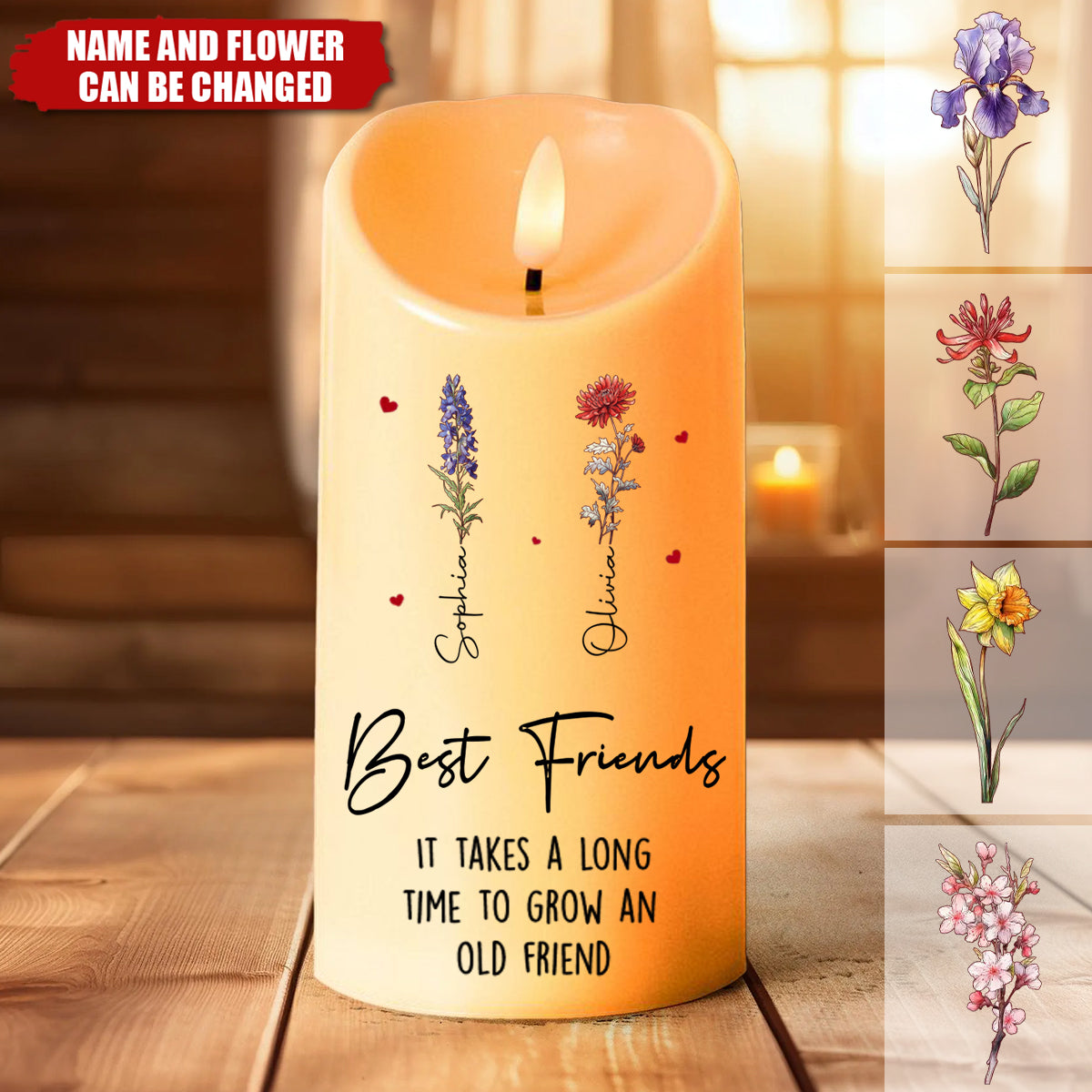 I’m Here For You, No Matter What - Bestie Personalized Custom LED Candle - Christmas Gift For Best Friends, BFF, Sisters