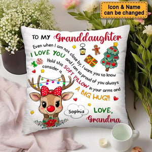 Personalized Grandkids Little Cute Reindeer Pillow