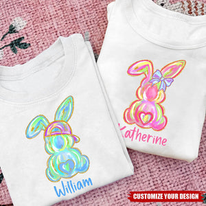 Easter Brushstroke Bunny - Personalized T-Shirt, Gift for Boys Girls