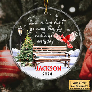 Personalized Cardinal Memorial Circle Glass Ornament