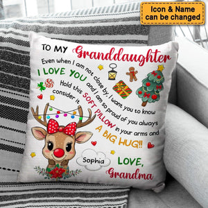 Personalized Grandkids Little Cute Reindeer Pillow