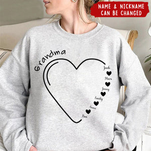 Grandma Mom Heart with grandchildren names Personalized Sweatshirt