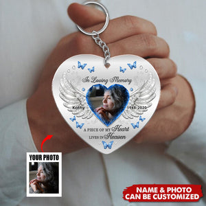 A Piece Of My Heart Lives In Heaven Memorial Acrylic Keychain