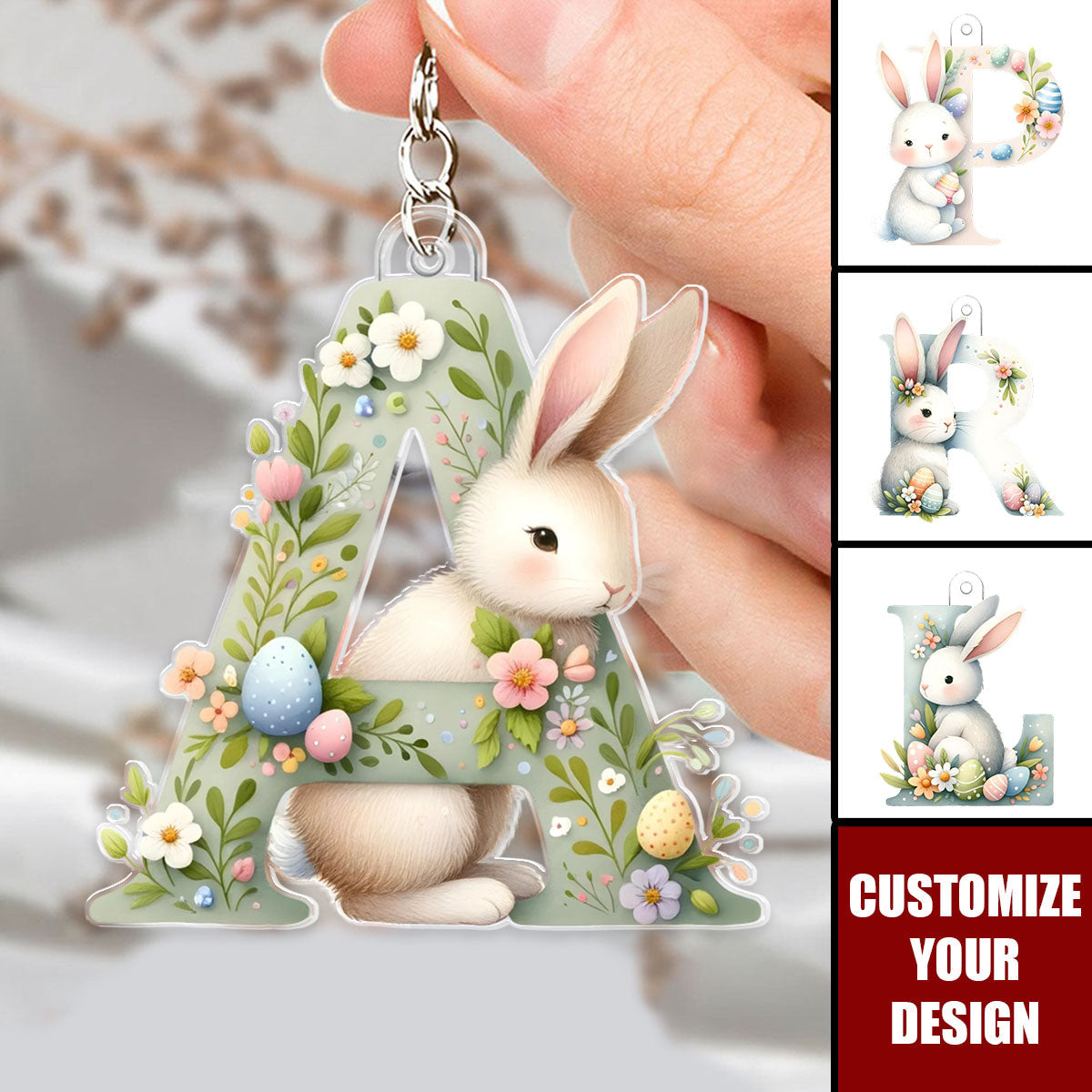 Easter Bunny Alphabet - Personalized Acrylic Keychain