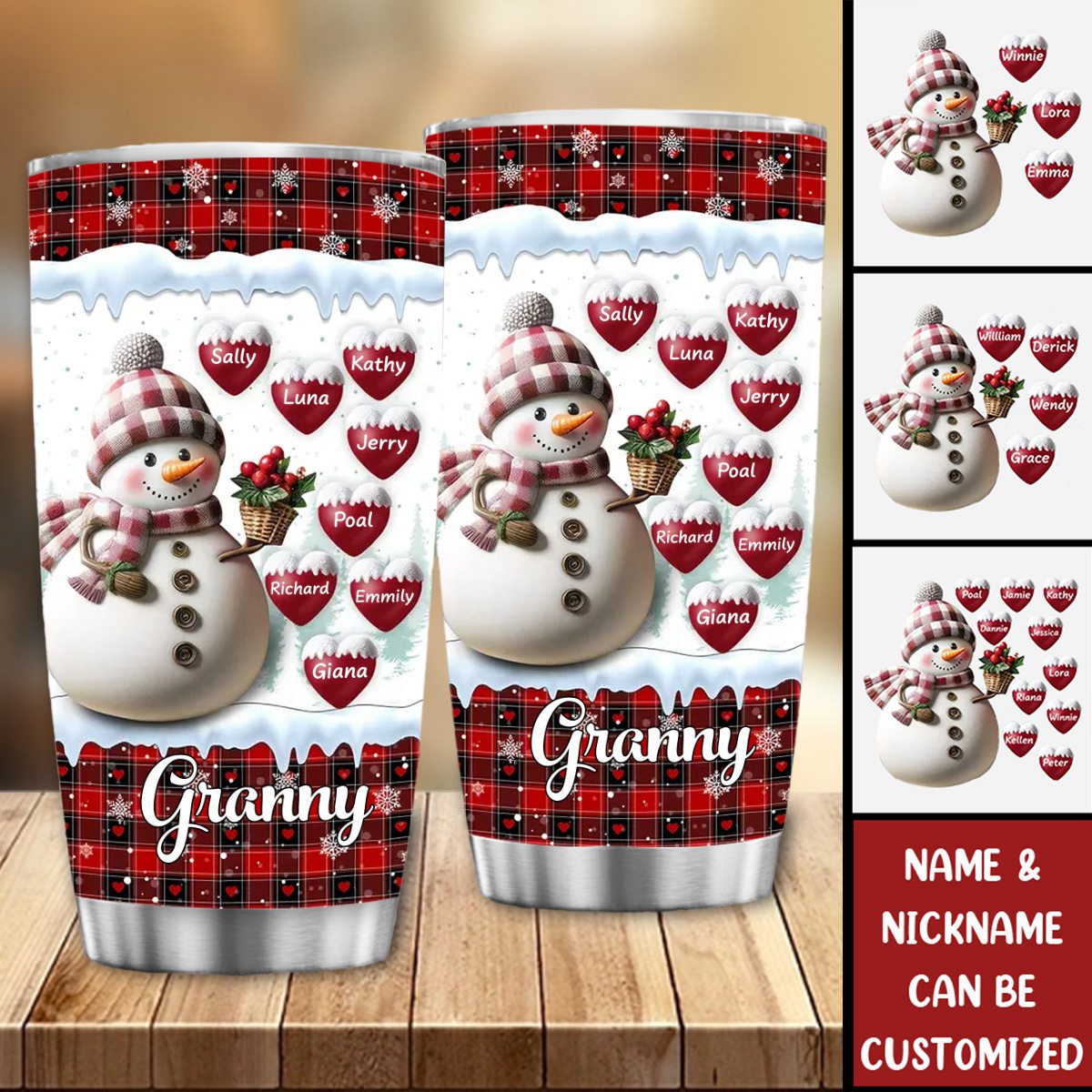 Happy Christmas Snowman Grandma - Personalized Tumbler