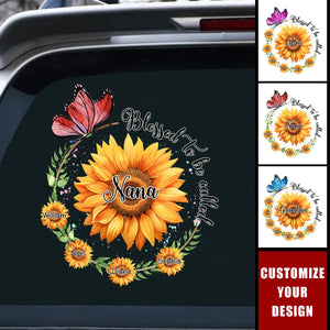 Blessed To Be Called Grandma Sunflower - Gift For Grandma, Mother, Mom - Personalized Decor Decal