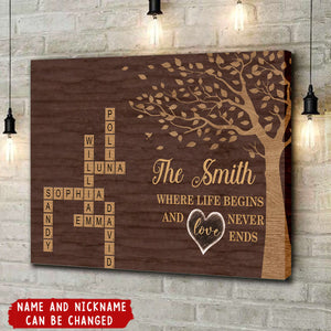 Family Whole Lot Of Love-Personalized Family Crossword Puzzle Framed Canvas Wall Art