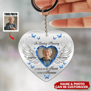 A Piece Of My Heart Lives In Heaven Memorial Acrylic Keychain