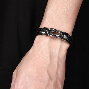 For Grandson - Grandmother and Grandson Forever Linked Together Black Knot Bracelet