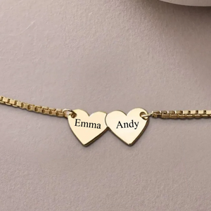 Heart To Heart Engraved Name Personalized Necklace, Gift For Family