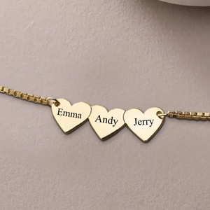 Heart To Heart Engraved Name Personalized Necklace, Gift For Family