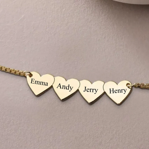 Heart To Heart Engraved Name Personalized Necklace, Gift For Family