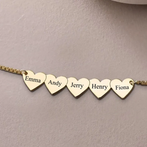 Heart To Heart Engraved Name Personalized Necklace, Gift For Family