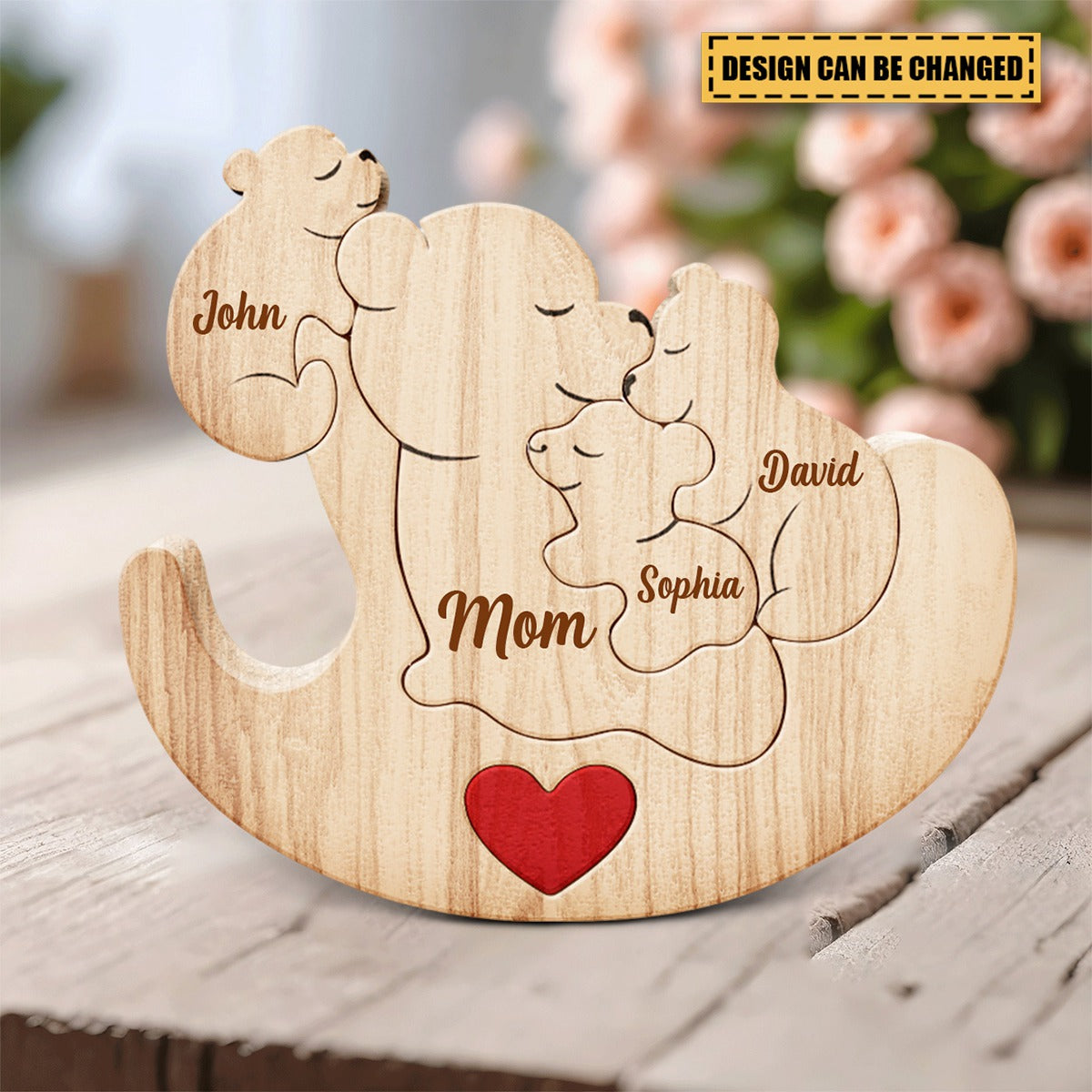 Mama Bear - Gift For Mothers & Grandmas - Personalized Custom Shaped Wooden Puzzle