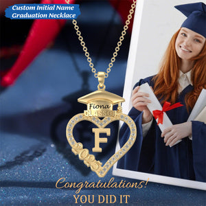 Exquistie Heart Graduation Custom Initial Name Personalized Necklace, Gift For Graduation