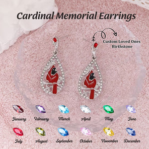 Cardinal Birthstone Memorial Personalized Dangle Earrings