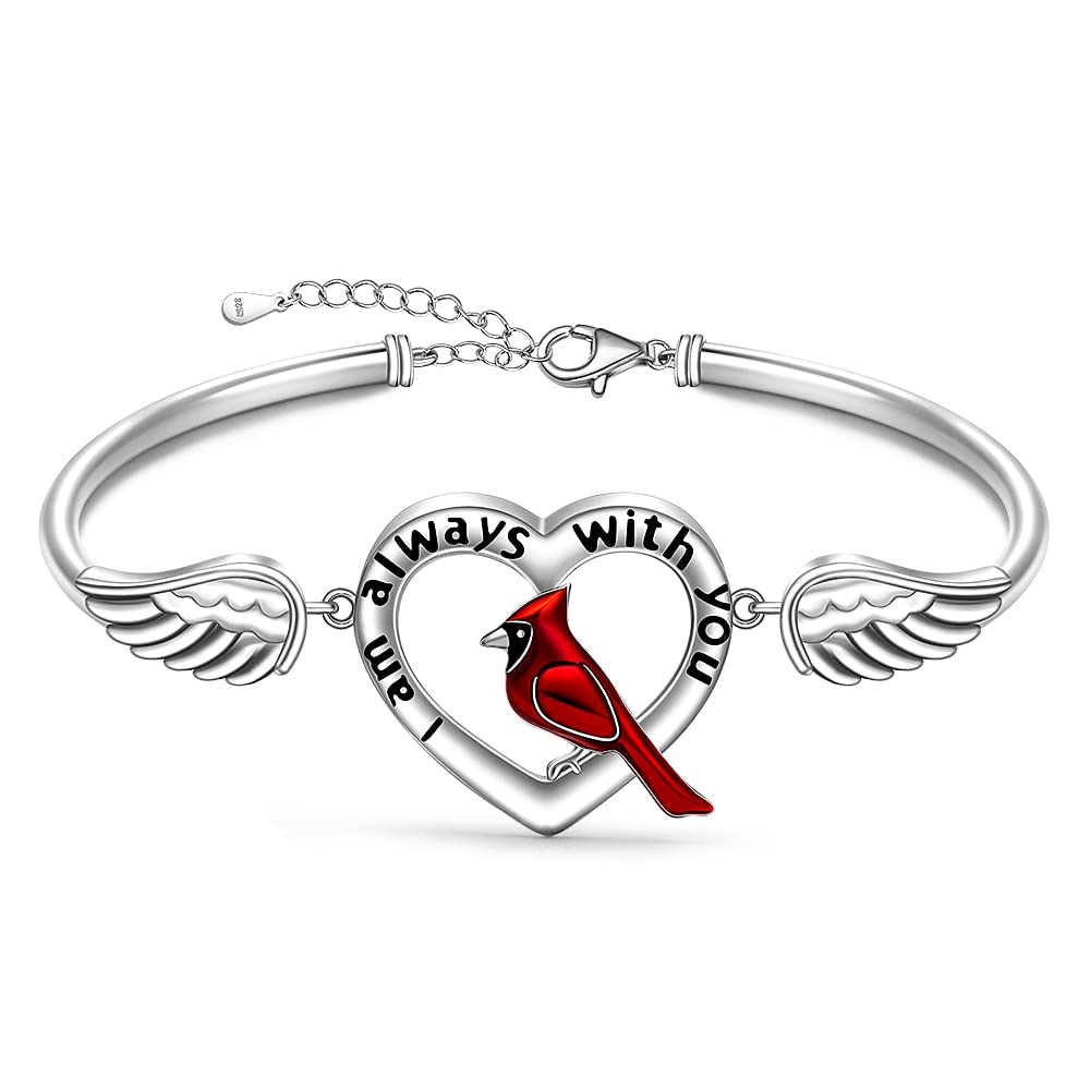 Red Cardinal I Am Always with You Memorial Bracelet