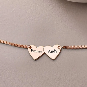 Heart To Heart Engraved Name Personalized Necklace, Gift For Family