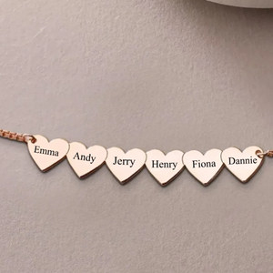 Heart To Heart Engraved Name Personalized Necklace, Gift For Family