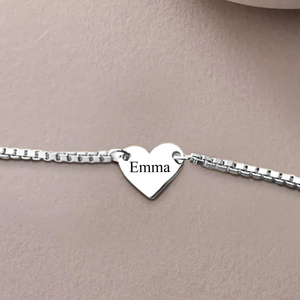 Heart To Heart Engraved Name Personalized Necklace, Gift For Family