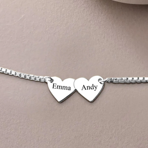 Heart To Heart Engraved Name Personalized Necklace, Gift For Family