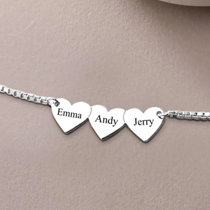 Heart To Heart Engraved Name Personalized Necklace, Gift For Family