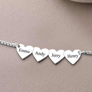 Heart To Heart Engraved Name Personalized Necklace, Gift For Family