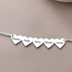 Heart To Heart Engraved Name Personalized Necklace, Gift For Family