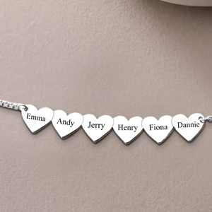 Heart To Heart Engraved Name Personalized Necklace, Gift For Family