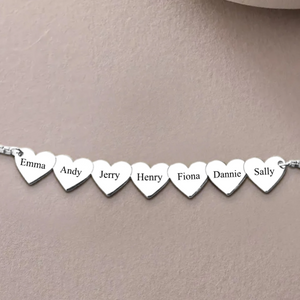 Heart To Heart Engraved Name Personalized Necklace, Gift For Family