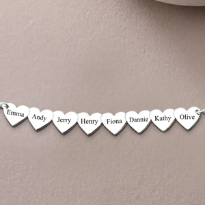 Heart To Heart Engraved Name Personalized Necklace, Gift For Family