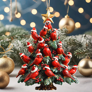 New Release Acrylic Ornament - Cardinal Christmas Tree