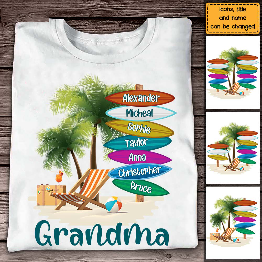 Gift For Grandma Surfboard Summer Beach Shirt