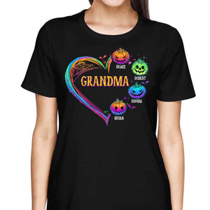 Halloween Grandma Mom Heart Pumpkins Colorful Personalized Shirt