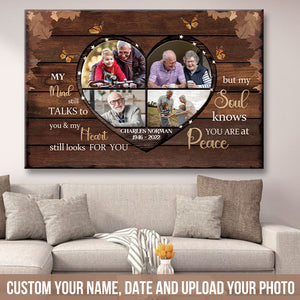 Custom Photo Personalized Custom Canvas Sympathy Gift Poster Wall Art - My Mind Still Talks To You