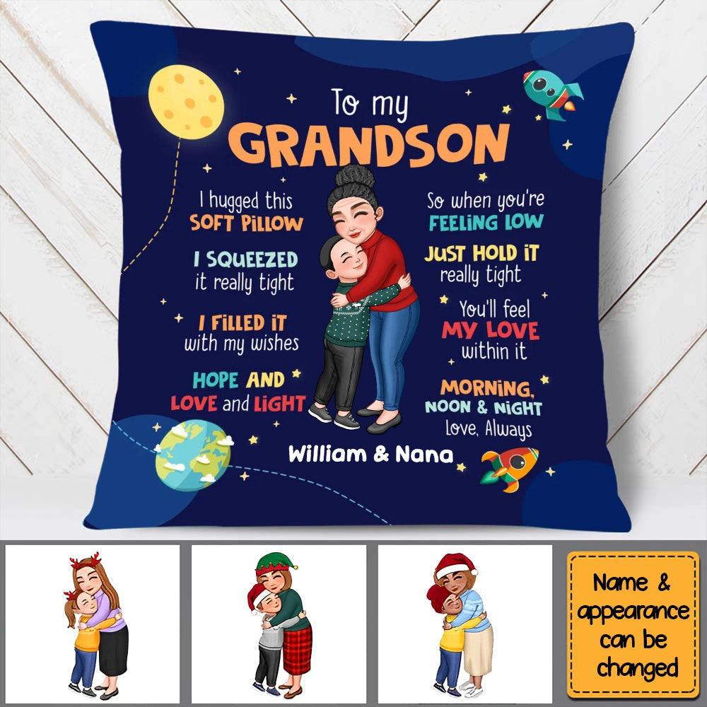 Grandma Gift, Grandchildren Picture Pillow, I Love My Grandma