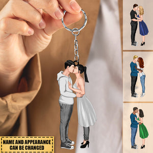 Valentine Sweet Couple Kissing, From Our First Kiss Till Our Last Breath Personalized Keychain