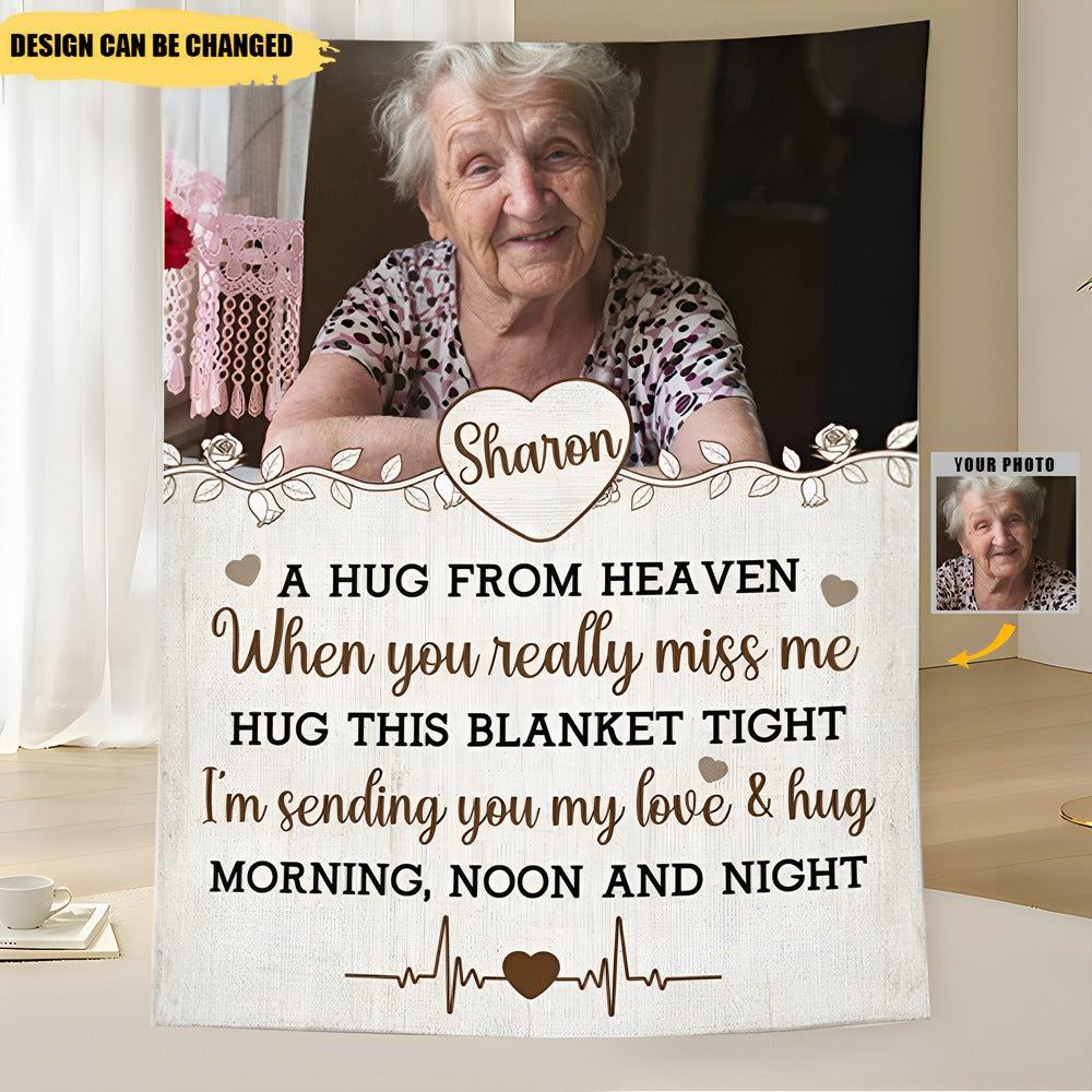 Hug From Heaven - New Version - Personalized Photo Blanket - WEASTS