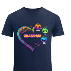 Halloween Grandma Mom Heart Pumpkins Colorful Personalized Shirt