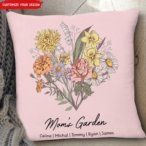 Birth Flower Family Bouquet Names Personalized Pillow