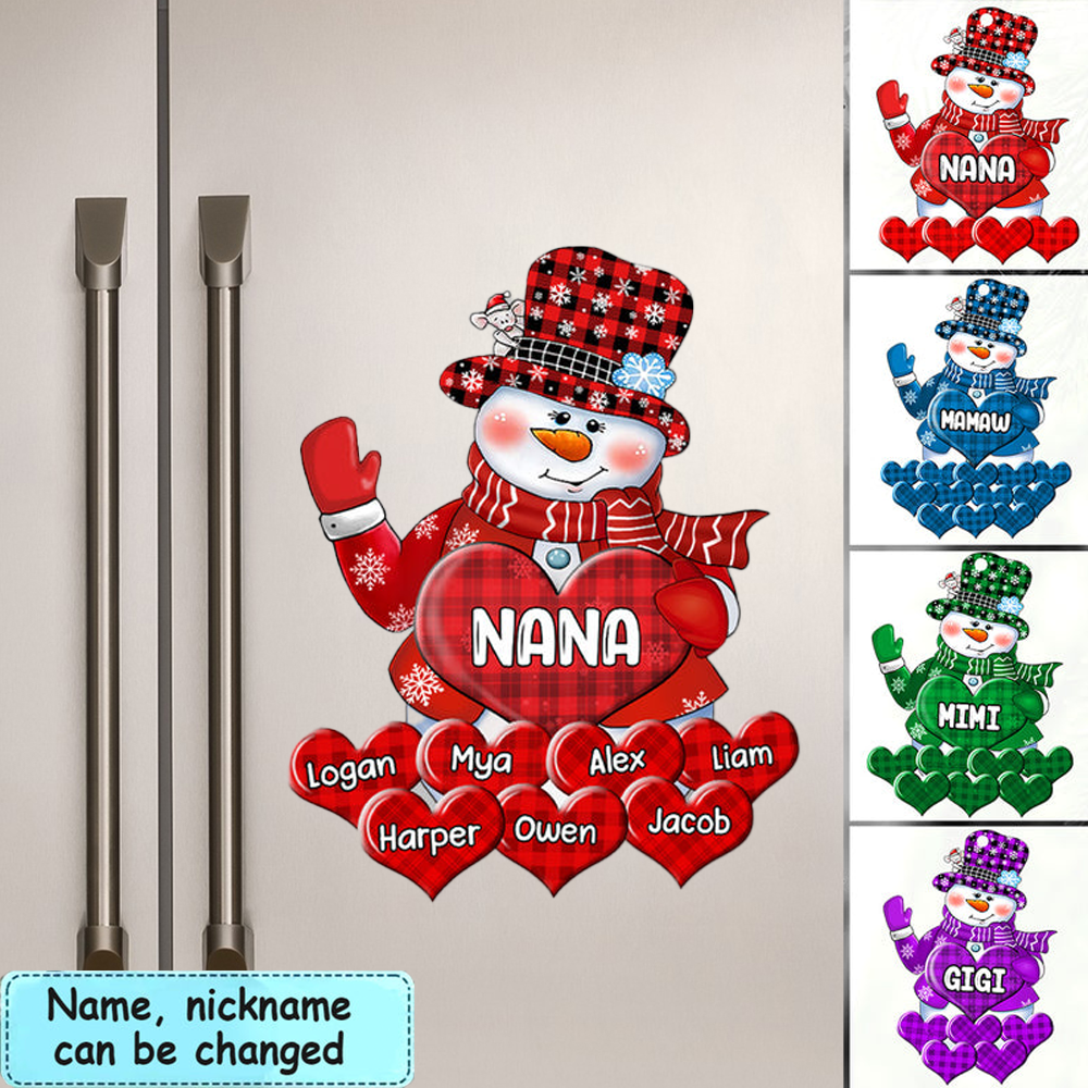 Colorful Christmas Snowman Grandma Mom Little Heart Kids Personalized Acrylic Fridge Magnets