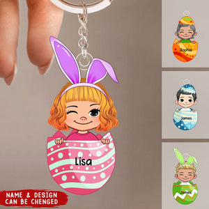 Easter Egg Bunny Cute Kids Personalized Acrylic Keychain Gift For Grandma, Mom