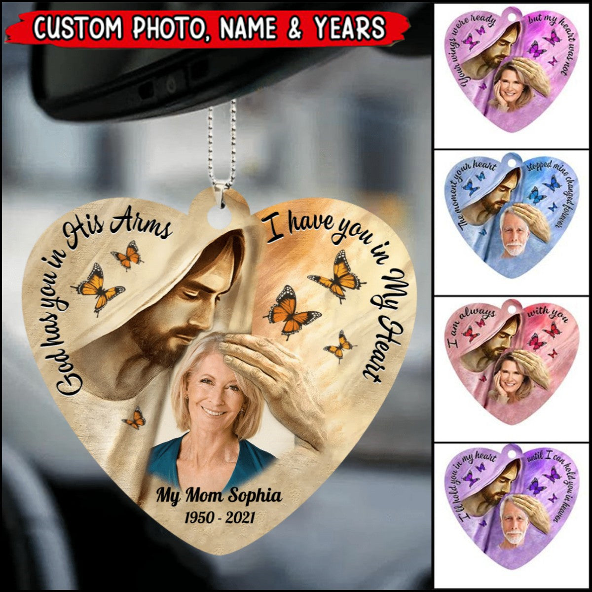 Memorial Gift Colorful Background Upload Customized Ornament